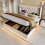 (180x200cm, Beige) Lit simple avec LED, USB-C et rangement sans matelas 2