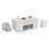 (White) Table basse relevable 4-en-1 avec LED, 2 tiroirs, 2 tabourets et rangement caché 6