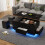 (Black) Table basse relevable 4-en-1 avec LED, 2 tiroirs, 2 tabourets et rangement caché 2