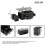 (Black) Table basse relevable 4-en-1 avec LED, 2 tiroirs, 2 tabourets et rangement caché 3