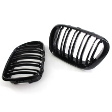 Front Grill Grilles Kidney Grill Replacement for X5 E53 1998-2003 Double Slat Sport Style Gloss Black