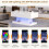 (White, 100 x 50 x 45cm) Table basse relevable avec LED, Bluetooth, 2 tiroirs et rangement ouvert 6