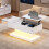 (White, 100 x 50 x 45cm) Table basse relevable avec LED, Bluetooth, 2 tiroirs et rangement ouvert 8