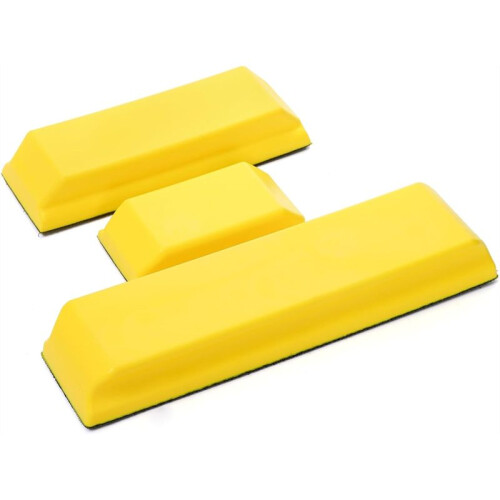 3 Pack Rectangle Auto Body Sanding Block, 10.75inch, 7.7inch and 4.7inch, Hook & Loop Backing Hand Sander Tools Kit 1