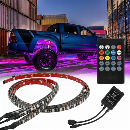 4 PCS RGB 252 LED Strip Neon Light Kit Under Car Tube Underglow Underbody System 1
