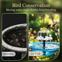 2026 NEW Solar Cascade Hanging Bird Bath Fountain with Glass Bowl Solar Powered