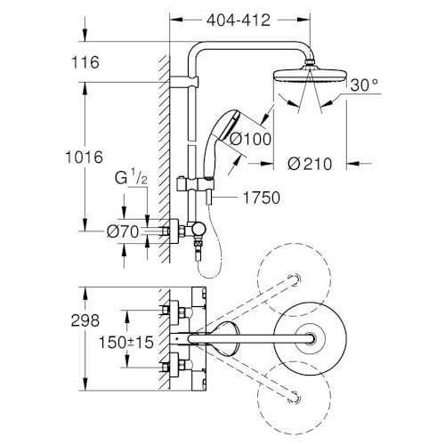 Grohe GROHE 27960001 Vitalio Start 210 Shower System, Chrome 1