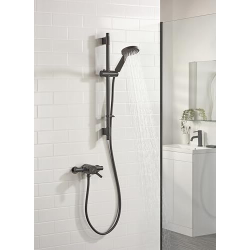 Bristan Onza Thermostatic Exposed Shower Valve with Riser Kit Black 1