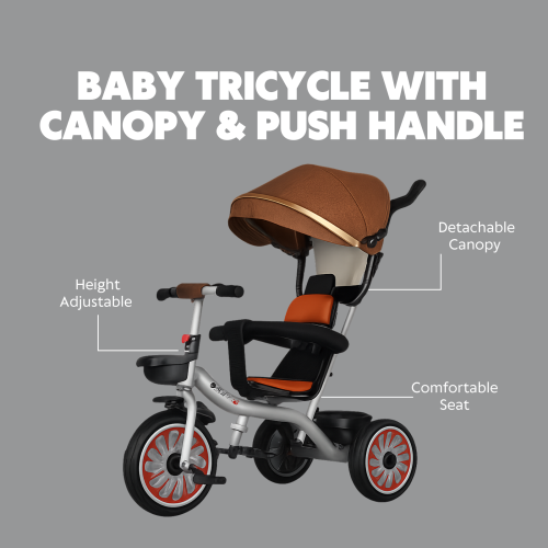 Toddler Trike Stroller with Sun Canopy Grey 1
