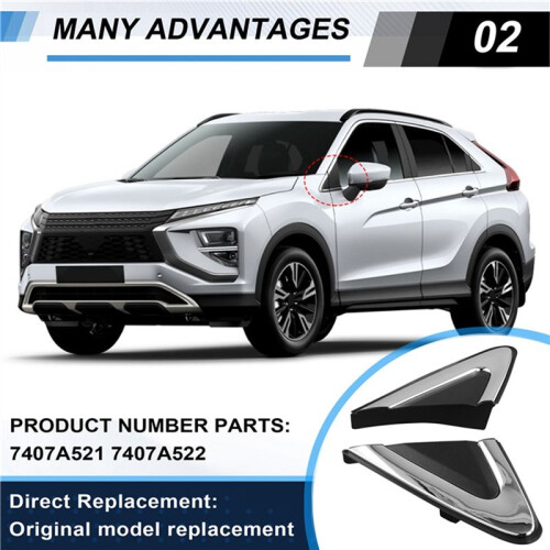 For  Eclipse  2018-2021 Side Mirror Triangle  Corner Cover Triangle Window Garnish Panel 7407A522 R 2