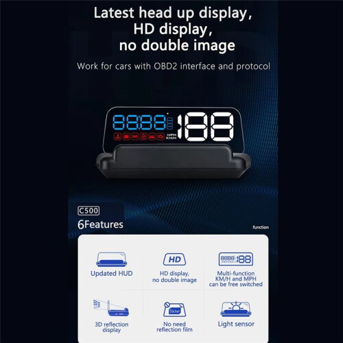 Car OBD HUD   Display Speedometer Windshield Projector  Digital Water Temp Voltage Speed Meter 1