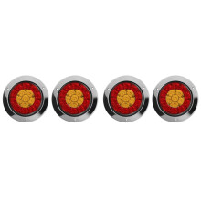 4szt. 4 Cal 16 LED Okrągły Truck Trailer RV Hamulec Stop Turn Tail Signal Light Czerwony Bursztynowy Chrom Wodoodporny 12-24V