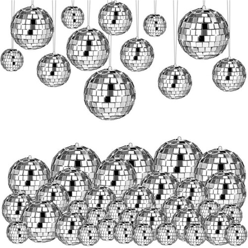 108 Pcs Disco , Hanging Disco  Decor  Silver Disco  Cake Topper Mirror  Decorations 1