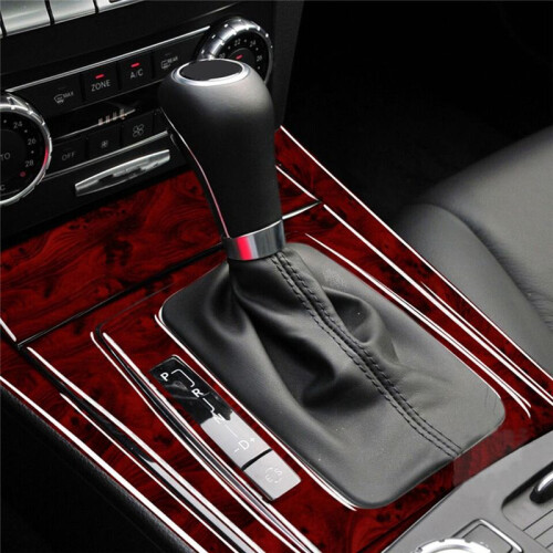 Gear Shift Panel Cover Kit Red Wood Grain for - C-Class W204 2007-13 2
