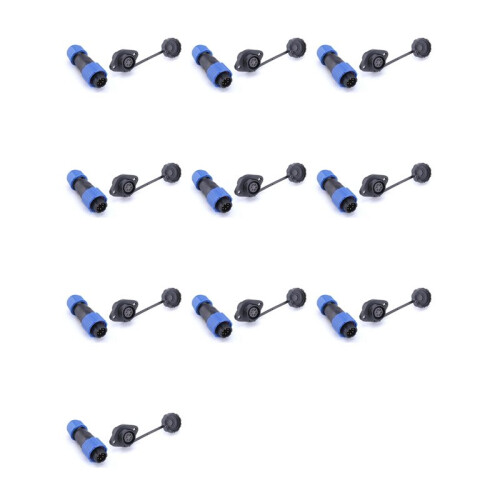 10X SP13 Waterproof Connector IP68 6 Pin Cable Connectors Male/Female Plug and Socket Nut/Flange/Docking