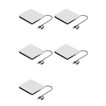 5X External CD DVD +/-RW Drive, USB 3.0 & USB-C CD & DVD ROM Burner Player Reader Writer Rewriter Disc Drive,White