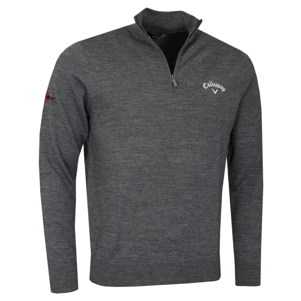 Callaway Apparel (Xxxl, Steel Heather) Callaway Mens 1/4 Zip Blended Merino Thermal Opti-Dri Golf Sweater