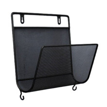 Iron Book Rack Metal Newspapers Rack Wall Mounted Bookshelf Wall Storage Shelves Office Simple Style Black