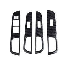 Auto Kohlefaser Fenster Glas Lift Taste Schalter Abdeckung Trim TüR Armlehne Panel für Tiida RHD 2005-2010