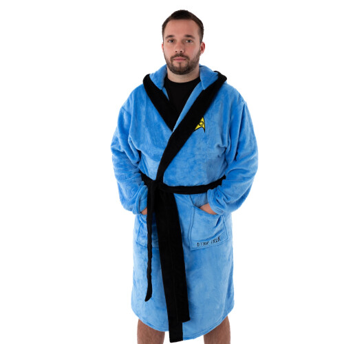 Star Trek (Medium) Star Trek Hooded Bathrobe (Mens Blue)