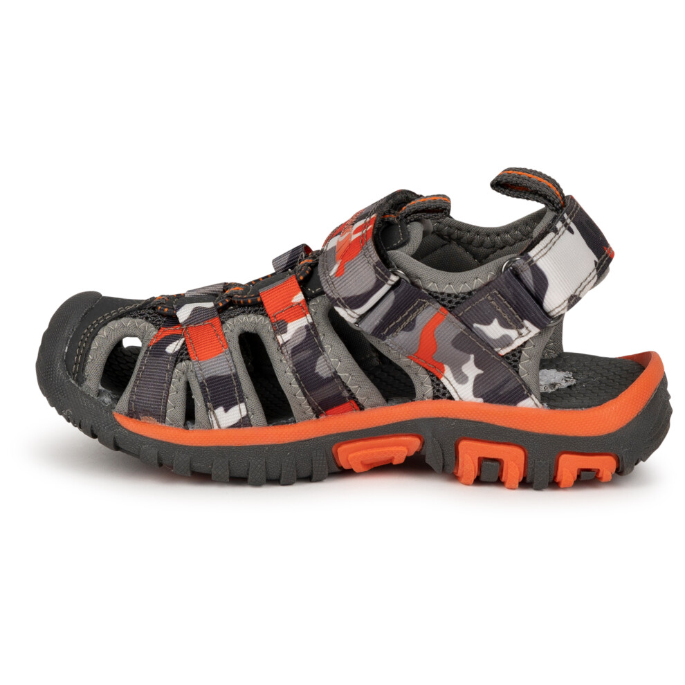 Trespass (31, Grey / Orange) Kids Closed Toe Beach Sandal - Jaime