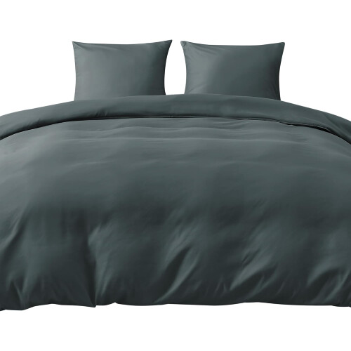 Breathable Microfiber Bedding Set 4-Piece Smooth Grey 140x200 cm — bedding 140x200, bedding set, microfiber bedding 2