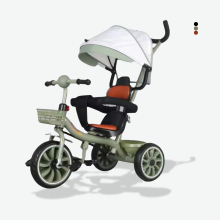 Toddler Trike Pushchair with Sun Canopy Army Green