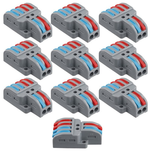 20 Pcs Terminal Connection Clamp Set, Wire Connector, Quick Compact Cable Connector NC-422 Grey