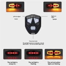 3X Solar Bike Tail Light with Turn Signals Warning USB Rechargeable Bike Lights Wireless Remote Control Bike Rear Light