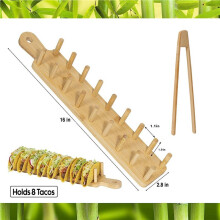 3X Bamboo Taco Tray with Holds 8, Taco Shell Holder Allows for Multi-Use Food Tray Charcuterie Tray