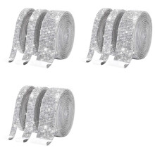 9 Rollen Selbstklebendes Kristall-Strass-Diamantband - Bling-Diamant-Aufkleber, Wickelrolle zum Selbermachen mit 2 mm Strasssteinen