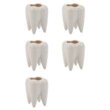 5X Tandvorm Witte Keramische Bloempot Modern Design Plantenbak Tanden Model Desktop Pot Creatief Cadeau (Zonder Planten)