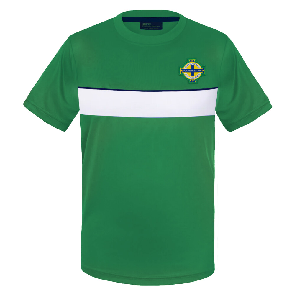 Northern Ireland Official Gift Mens Poly T-Shirt Green White Stripe Small