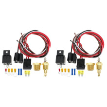 2X Elektrisches Lüfterrelais-Kit, Elektrisches Kühllüfter-Thermostat-Kit mit 185 An 175 Aus Temperaturschalter-Kit für Autos