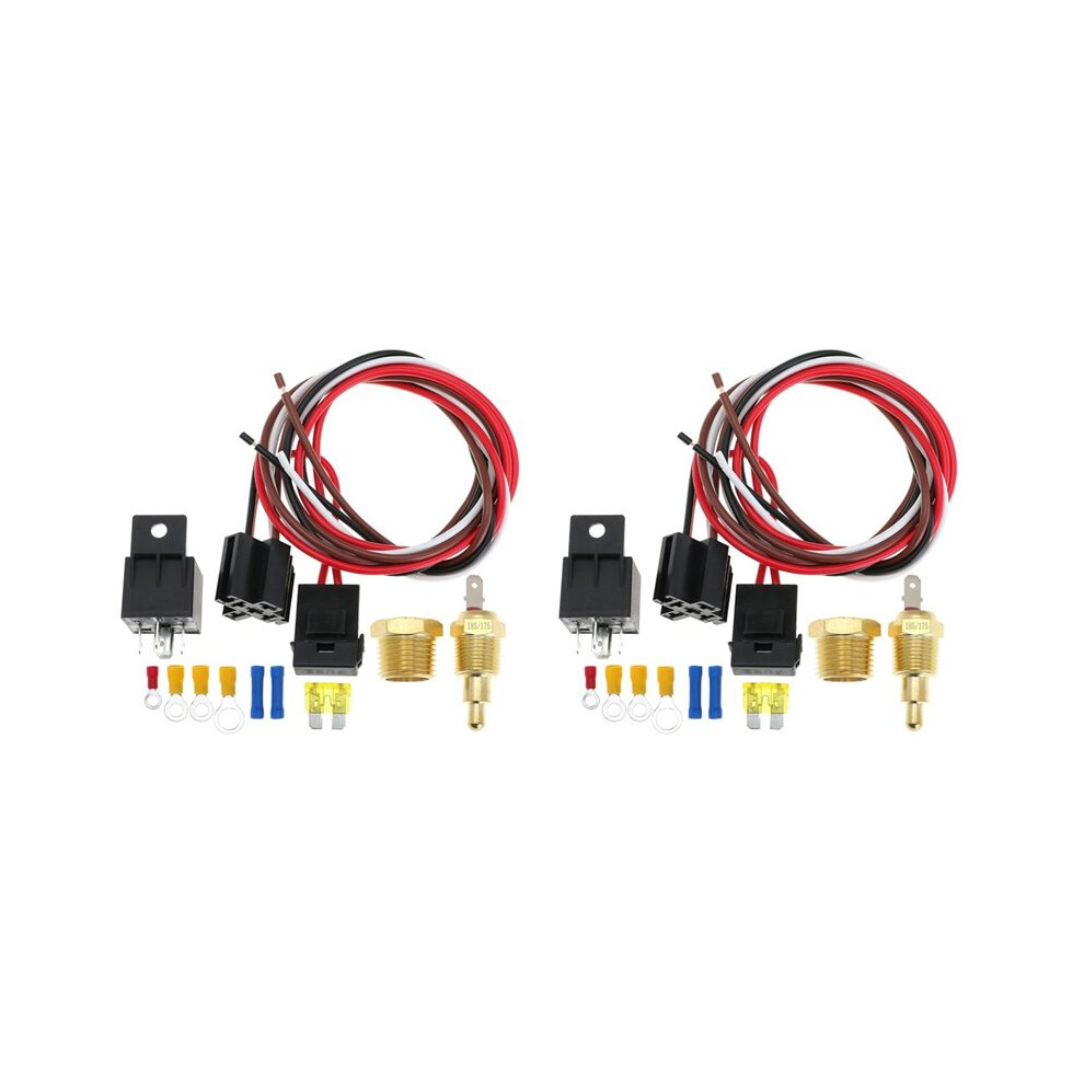 2X Electric Fan Relay Kit Electric Cooling Fan Thermostat Kit With 185 175 Off Temperature Kit For Cars 4713058928856