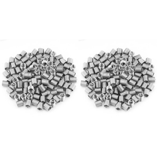 200Pcs M8X1.25X2D Stainless Steel Coiled Wire Insert Set Helical Threaded Insert Wire Screw Sleeve Threads Repair Tools