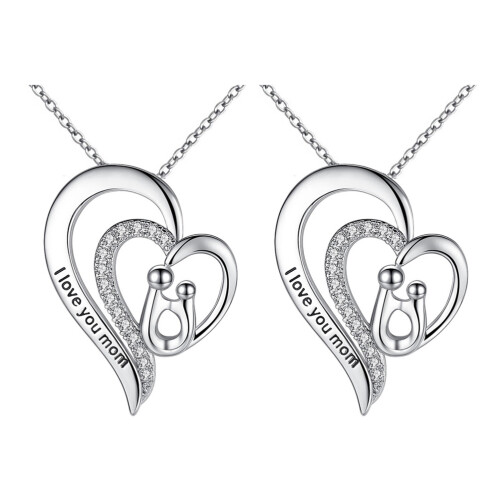2 Moederdag Ketting Hartvorm Ketting Decoratief Hanger