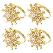 4Stk Weihnachts-Serviettenhalter Goldfarbene Tischdeko