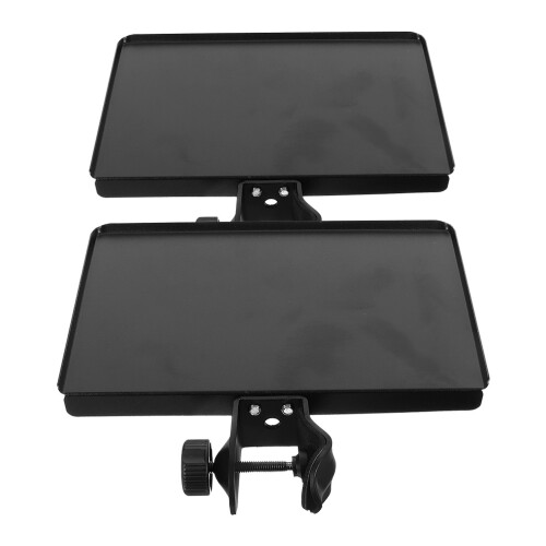2St Stabiele Microfoon En Telefoonstandaard Met Rack Zwart