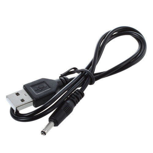 5pièces 3,5 mm X 1,3 mm Cable USB Noir Cable de Chargeur Alimentation 1