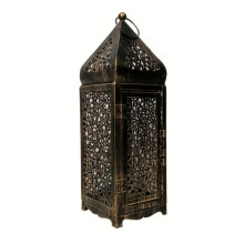 1pc Médio Metal Vintage Vento Luzes Lanterna Vela Suporte Mesa Topo Decoração Casa Acessórios, Sem Vela ZTFD-48L