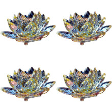 4X C Crystal Lotus Flower Figurine Valentine Wedding Decor Glass  Collection Paperweight Table Ornaments Souvenir