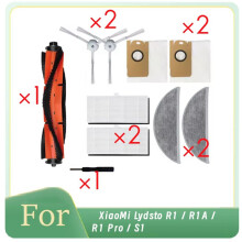10 Peças para Aspirador de Pó Robô para Lydsto R1 / R1A / R1 Pro / S1, Rolo, Escova Lateral, Filtro HEPA, Esfregão, Almofada, Saco de Pó