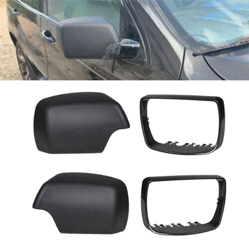 Car Black Rearview Mirror Cover Shell Side Mirror Caps with Frame Replacement for  E53 X5 2000-2006 2