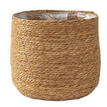 Vaso de Flores de Ervas Marinhas - Vaso de Plantas Tecidas - Cesto de Plantas Decorativas com InserçãO de Filme PláStico em Estilo Boho M