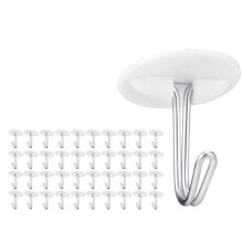 50 Ganchos Adesivos de Teto para Decoração de Sala de Aula, Ganchos Pequenos de Plástico Adesivo Branco Sem Furadeira para Teto Rebaixado