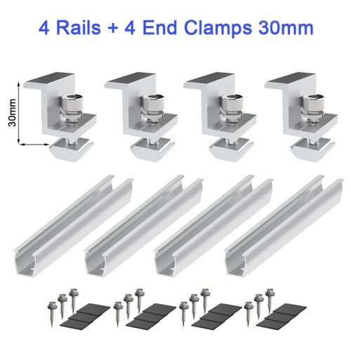 24X Solar Panel Mount Bracket Photovoltaic Panel Rail Solar Panel Mount Fastening Module with Mid 30mm 2