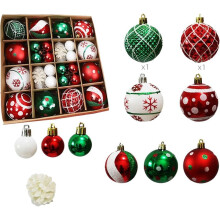 42PCS Christmas Ornaments Shatterproof Christmas Baubles Shiny Printed Decorative Balls Christmas Tree Ornaments,A