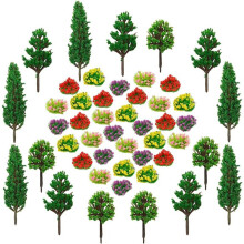 15Pcs Model Trees Miniature Flower Cluster DIY 32Pcs ArtificialFlowers Multi-Function Scenery Diorama Supplies