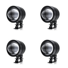 4pcs 3 Inch Motorcycle Headlight 30W 6000LM Fisheye LED Headlight Driving Fog Spotlights White+Amber Light